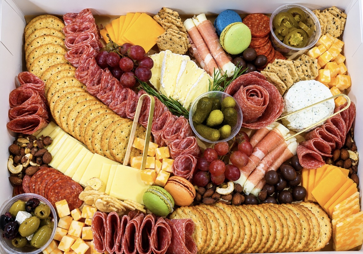Seasonal grazing table with fresh produce